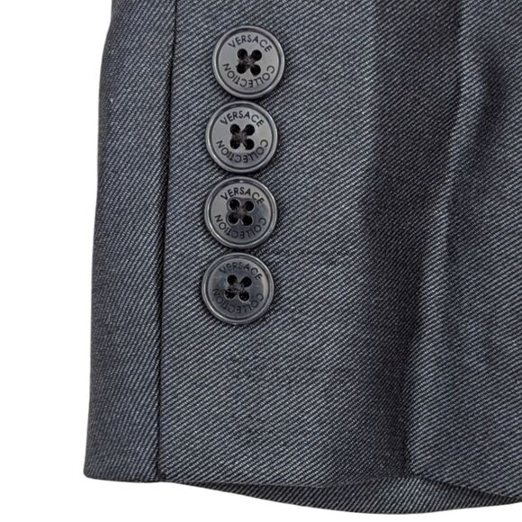 Versace Collection Men's 54R Wool & Silk Shiny Blue Two Button Blazer - Picture 5 of 7